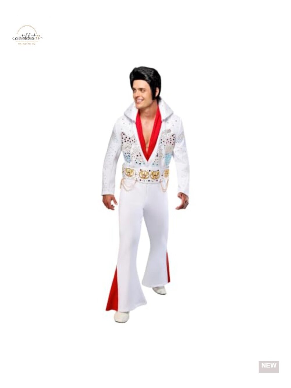 Elvis Presley Adult Costume XL Jumpsuit Belt Scarf